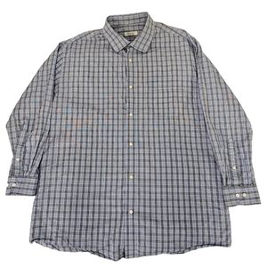 Robert Barakett Men's Long Sleeve Blue Plaid Button‎ Up Shirt Size 17 32/33
